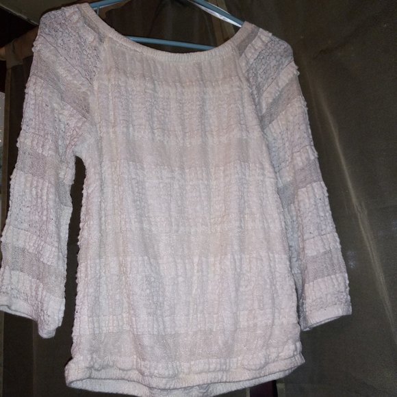 Lace Sleeves Lace Top Elastic Bottom Quarter Sleeves - Picture 2 of 4